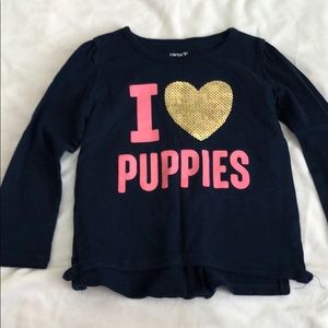 Long sleeve navy tee with sequins